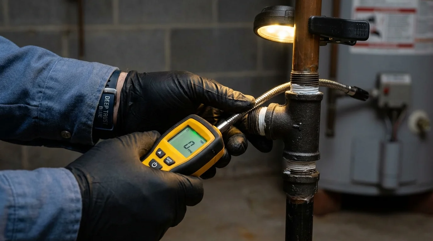 Gas leak detection with electronic sniffer by Johns Plumbing LLC in Douglasville